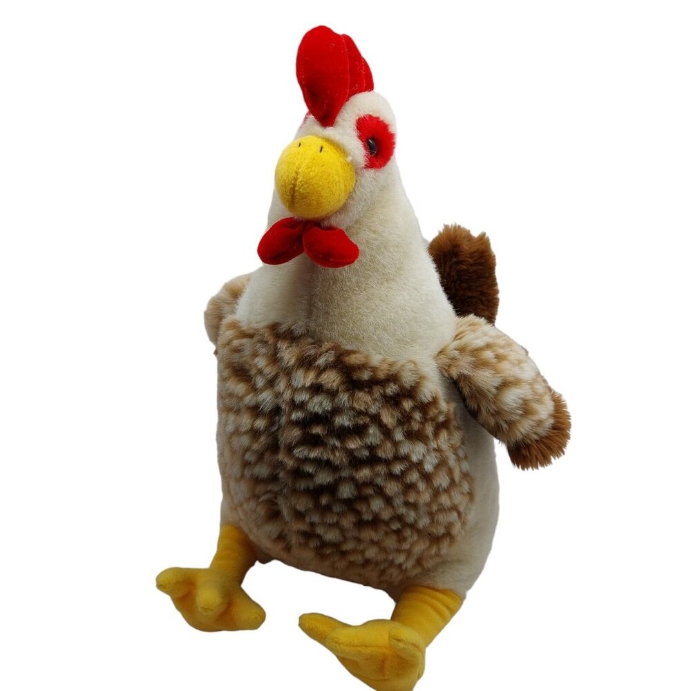 Hugfun Rooster Chicken Plush Stuffed Animal Hen Farm Animal Country White 16"